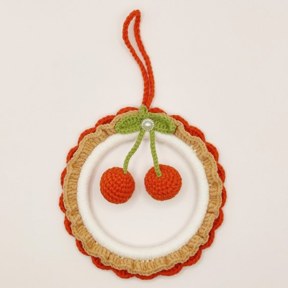 Handmade Amigurumi Crochet Tangerine Christmas Tree and Car Hanging Ornament - Picture 3 of 8